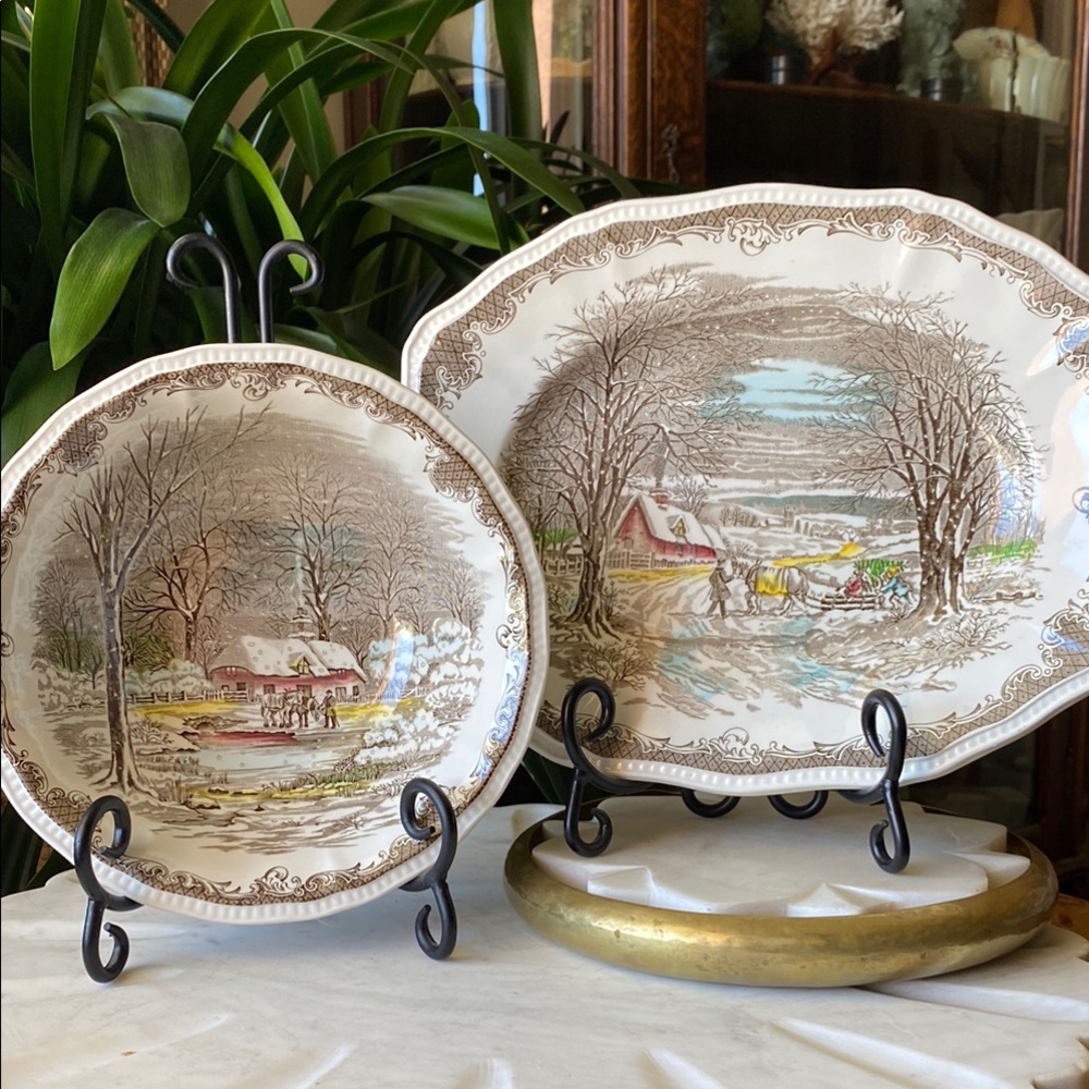 2 Piece Kensington Shakespeare's Sonnets Transferware Platter + Serving Bowl Set
